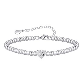 VEEDOFA 21th Birthday Gifts for Her, Hypoallergenic Adjustable Bead 925 Sterling Silver Bracelet for Women, 21th Birthday Presents for Women Mum Grandma Auntie Sister Friends