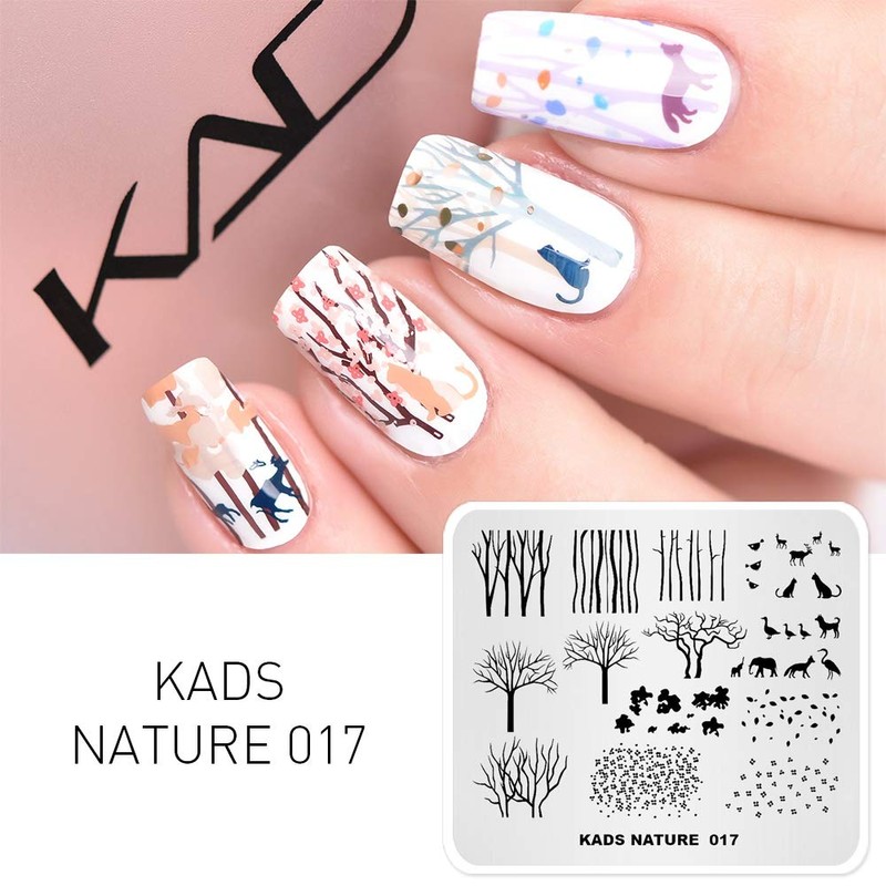 KADS Nail Stamping Plate Charming Fall Scenery Tree Defoliation Nature