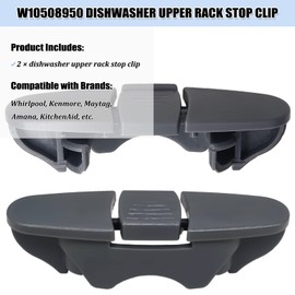 W10508950 Dishwasher Upper Dishrack Slide Rail Stop Clip for Whirlpool Kenmore Dishwasher Stop Track Replacement Parts AP6022472 PS11755805 WPW10508950VP 2684662 8562015 (2Pcs)