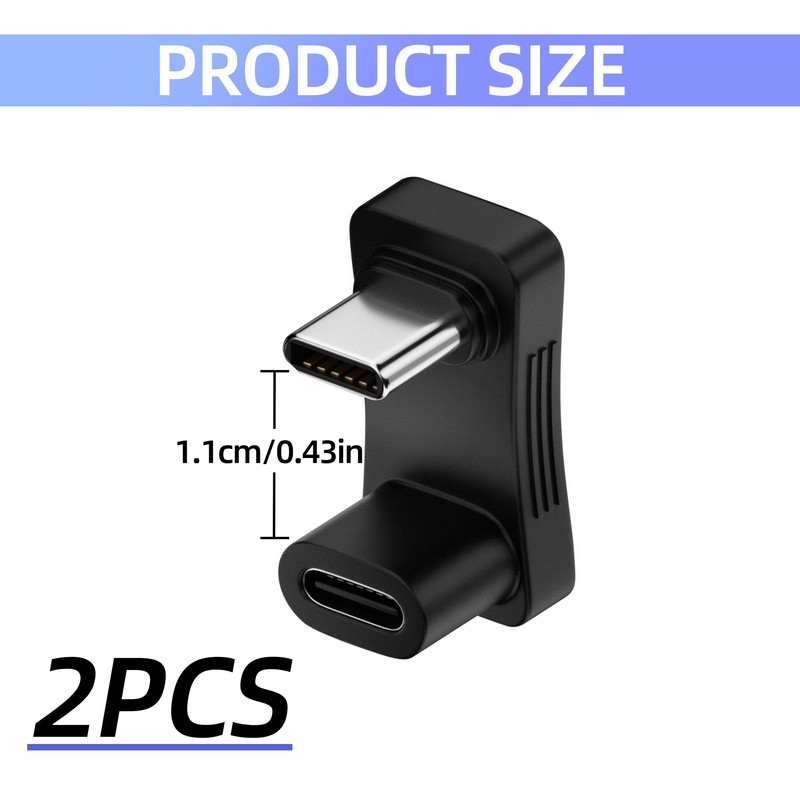 2Pcs 180° USB C Male to USB Female U Shape