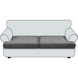Imnopqr Couch Cushion Covers Leather Look T Cushion Slipcovers Sets Individually Seat Cushion Covers for 2 Cushion Couch Stretch Sofa Cushion Covers Furniture Protector(2PCS T Sofa, Grey)