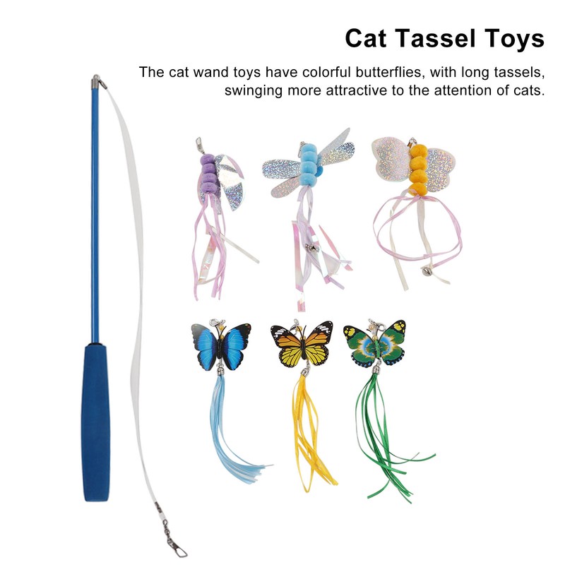 7pcs Cat Tassel Toys Play Chase Exercise Multifunctional Cat Butterfly