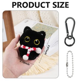 linastu 2 Pack Black Cat Plush Keychain Bag Charms – Cute Kawaii Accessories for Handbags, Backpacks & Purses, Perfect Gifts for Cat Lovers