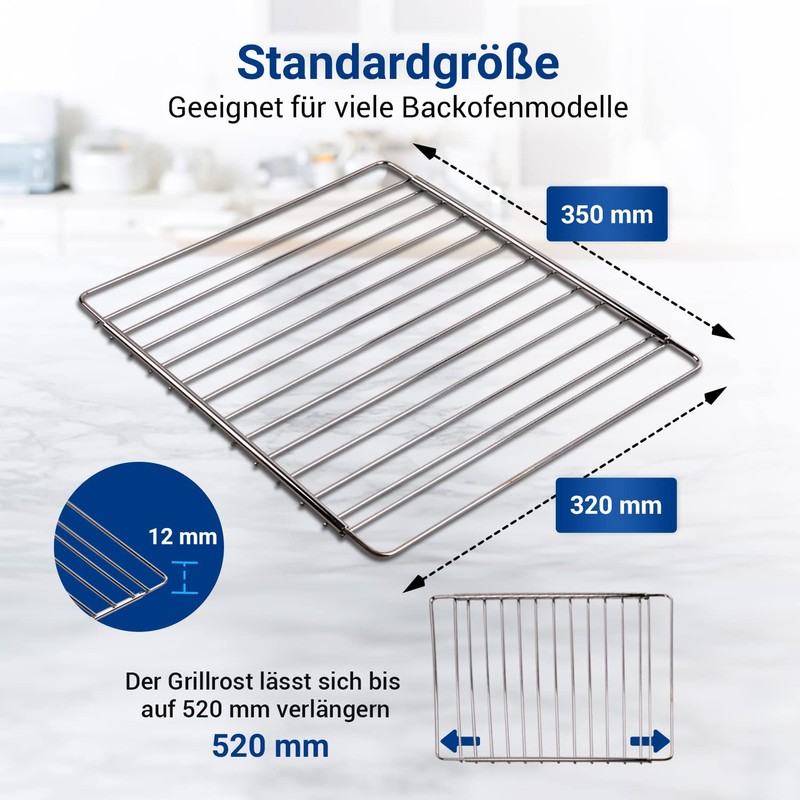 VIOKS Oven Grate Extendible 350/520 mm x 320 mm Stainless