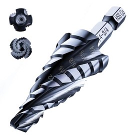 Toolant Broca de paso de cobalto con cuatro espirales (Pro), broca de paso Unibit lista para impactos de 1/4"-3/4", brocas de paso hexagonal de 1/4" para metal, acero inoxidable, aluminio, plástico