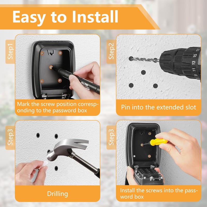 ROEOWENE Key Safe with Number Code Exterior Black Large Key