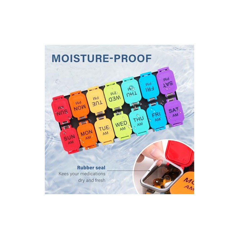 Yaklim Extra Large Weekly Pill Organizer, Detachable 7 Day AM