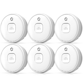 Putogesafe Smoke Detector Battery Operated, 10-Year Smoke Alarm with Photoelectric Sensor, Fire Alarms Smoke Detectors with Test Button and Low Battery Warning, Fire Safety for Home,6 Pack