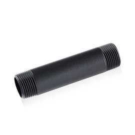 pamo Malleable Cast Iron Pipe for Furniture Construction with 3/4 Inch Thread for DIY Clothes Rail in Industrial Loft Design Powder Coated Water Pipe in Black for DIY Wardrobe (10 cm)