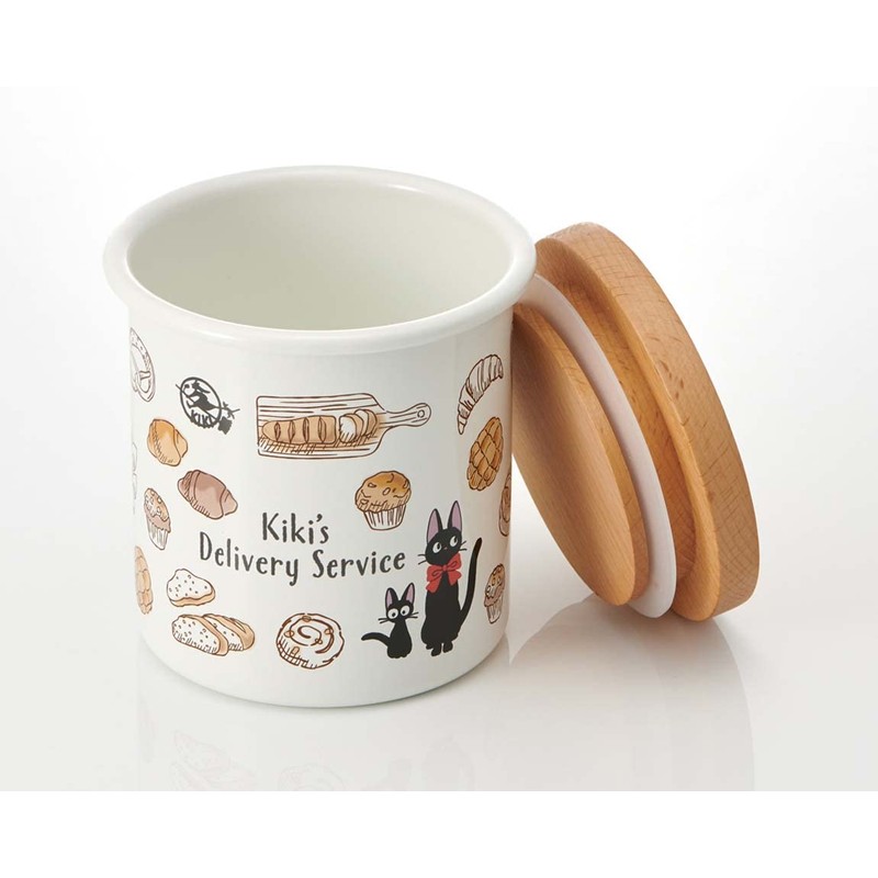 Skater ENC8-A Enameled Canister, Wooden Lid, 25.5 fl oz (750