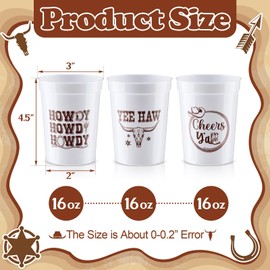 48 Pcs Western Cowboy Disposable Plastic Cups for Party, Cowboy, 16 oz
