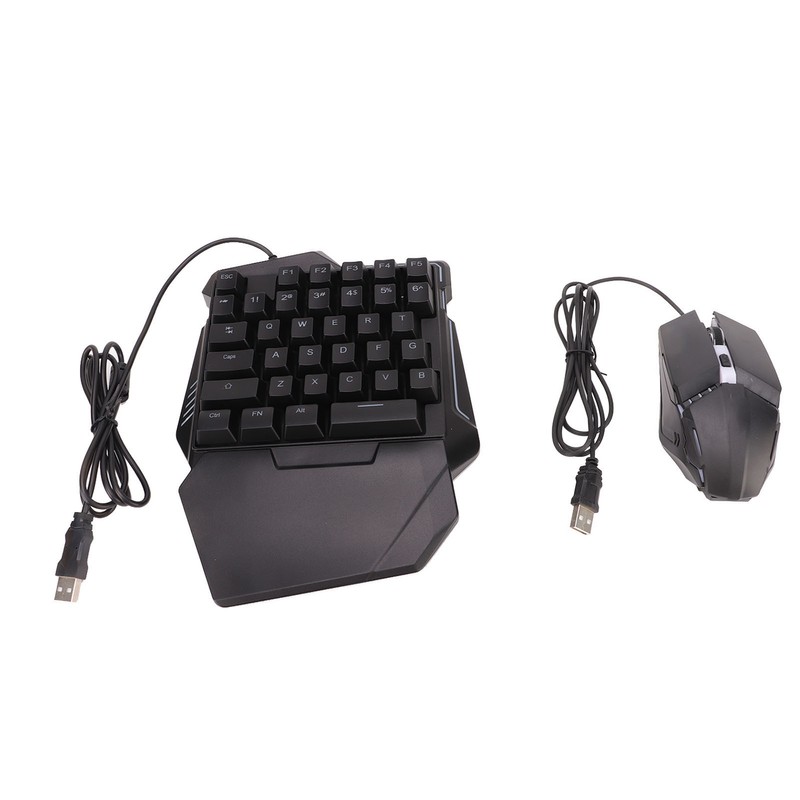 One Handed Keyboard Mouse Set Wired 35 Keys RGB Backlight
