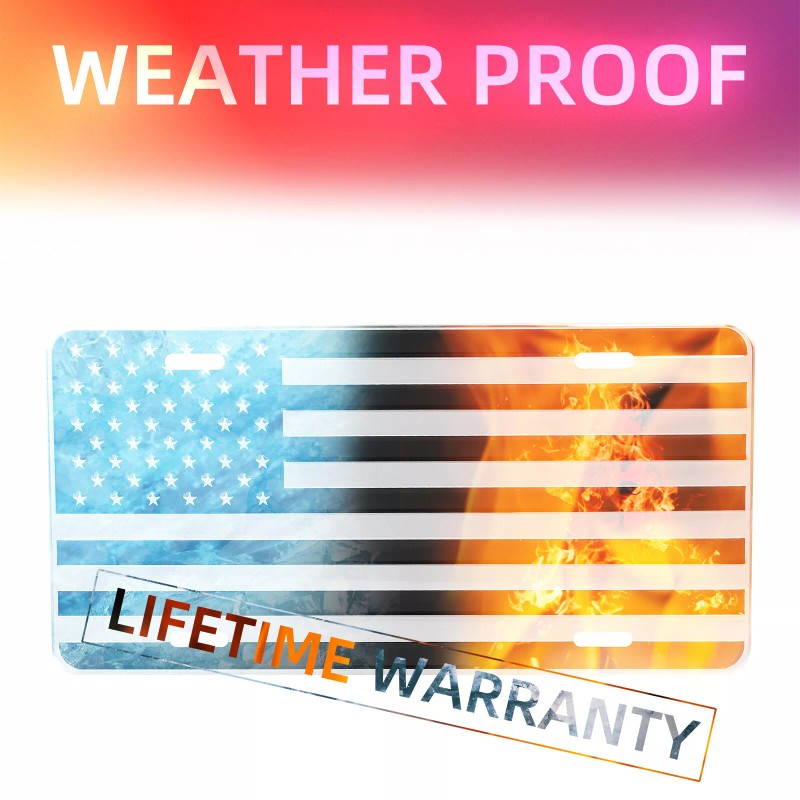 VEHITO American Flag License Plate, Black Front Flag License Plates