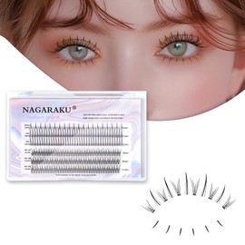 NAGARAKU 211 Pcs 3 IN 1 DIY Lashes Individual Eyelash Extensions Cluster Mixed 3 Type Eyelashes - Spikes A Shape/Fishtail Fairy Extension Premade Fans/Bottom Lashes Volume at Home - 0.07 C Curl 12mm