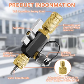 Mega Flow Vacuum-Rated Valve Core Removal Tool,1/4"& 5/16" Dual Valve HVAC Valve Core Removal Tool,20 Micron Vacuum, Compatible with R22 R410A R32 R134a,Essential HVAC Tools