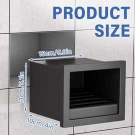 Zonon Recessed Wall Niche Shower Foot Rest for Shaving Legs Bathroom Stainless Steel Recessed Shower Niche Footrest Wall Storage with Shaving Holder for Bathroom No Tile Needed(Black,5.9" X 4.7")