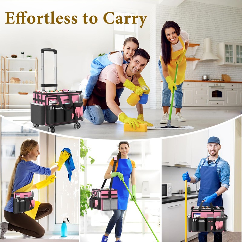 MUNNAR Cleaning Caddy with Wheels - Rolling Cleaning Caddy Bag