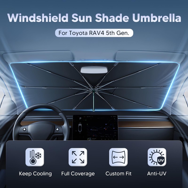 Autorder Windshield Sun Shade Umbrella for 2019-2025 Toyota RAV4 Accessories,Upgraded