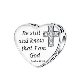 GOINEVA "Be still and know that I am God Psalm 46:10" Charm 925 Sterling Silver Charm Fits Women's Charm Bracelet & Necklace Valentine's Day Mother's Day Jewelry