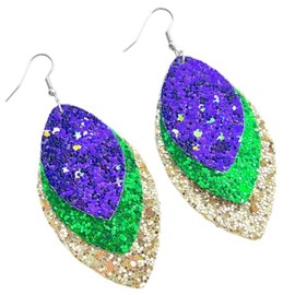 Colorful Mardi Gras Resin Acrylic Tassel Dangle Earrings Dainty Mask Feather Shape Carnival Earrings for Women Jewelry (H)
