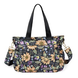 CLOUDMUSIC Crossbody Bags Shoulder Tote Handbag Lightweight With Adjustable Strap Water Resistant Multi Pockets For Women Trendy(Vintage Sunflowers)