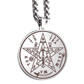 Gungneer Tetragrammaton Wicca Pentacle Medallion Stainless Steel Necklace Charming Design For Men Women Lucky Power Amulet