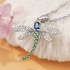 Women's Sterling Silver Dragonfly Necklace, Statement Enamel Rhinestone Blue Dragonfly