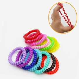 Color Spring Hair Tie 1p Bracelet Glossy Styling Plain Daily Style Simple / 컬러 스프링 머리끈 1p 팔찌 광택 스타일링 무난한 데일리스타일 심플