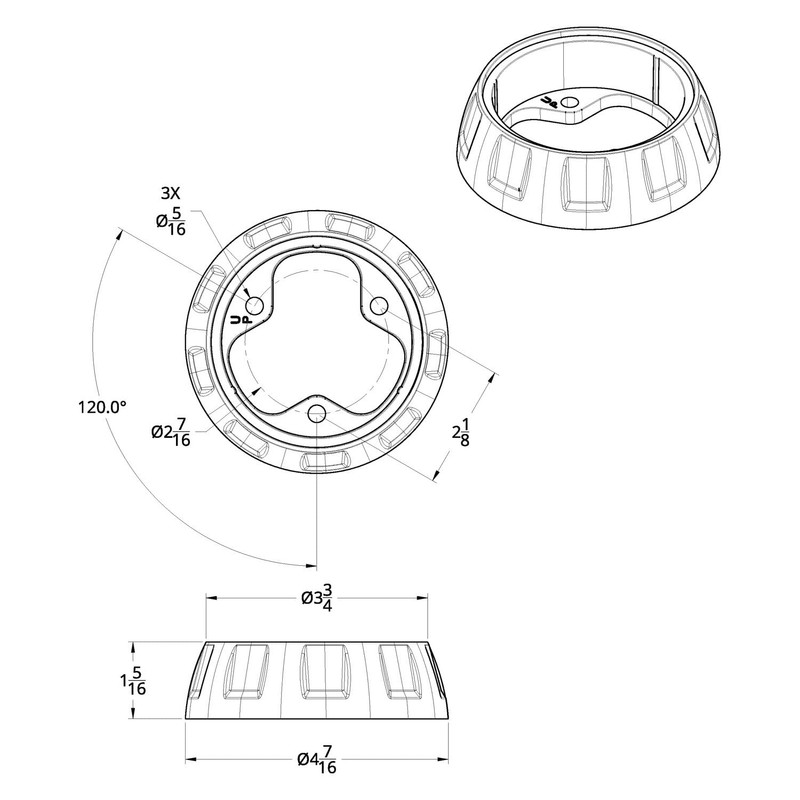 United Pacific 88284 Horn Button Bezel, Steering Wheel Horn Bezel,