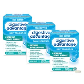 Digestive Advantage Intensive Bowel Support Probiotic Defends Against Gas & Bloating, 32 Count Capsules (3 Pack)