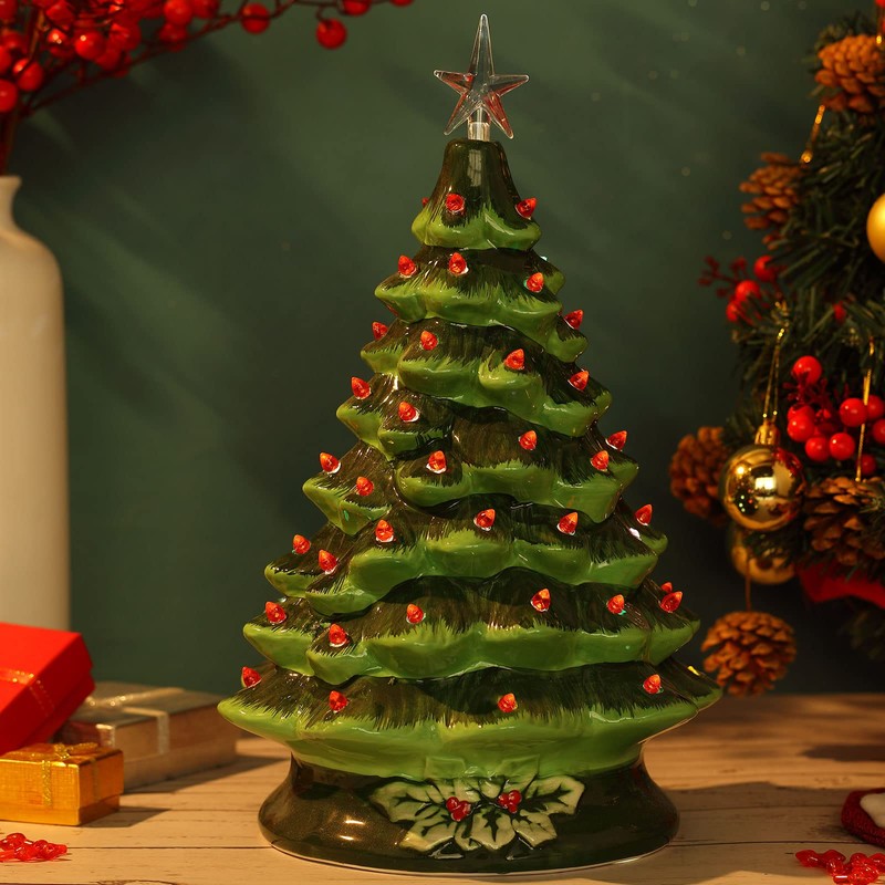 Boao 100 Pieces Ceramic Christmas Tree Bulbs and 5 Stars
