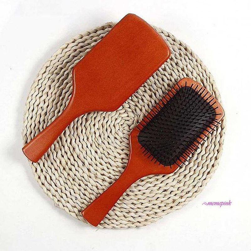 MimiShop Low Irritation Brush Hair Paddle Wood Cushion Large xyz901