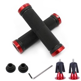 Bike Handlebar Grips, Bicycle Handlebar Grips for MTB/BMX, Non-Slip Rubber Mountain Bike Grips, (Red)