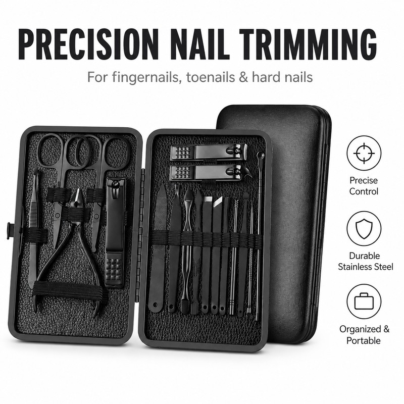 7-Piece Stainless Steel Nail Care Kit for Manicure & Pedicure