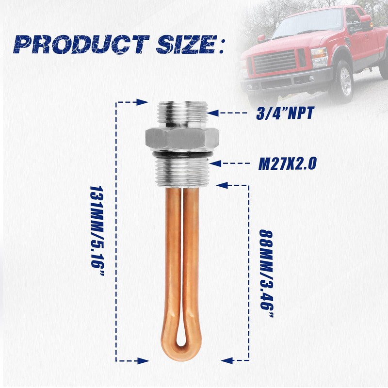 Engine Block Heater Assembly Compatible with Ford F250 F350 F450