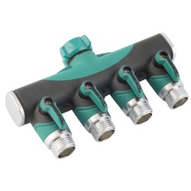 NUZAMAS 4 Way Hose Splitter 4-Way Hose Connectors With Shut Off Valves, 3/4" Tap & Outlets, Use Up To 4 Hoses At Once and 4 Quick Connectors Adaptors