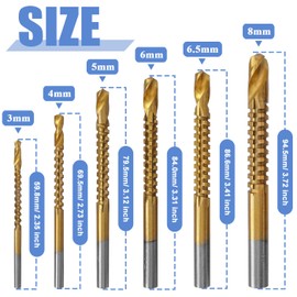 Mesee Titanium Coated HSS Drill & Saw Bit Set, 3-8mm Drill Saw Bits Serrated Bit Grooving Drilling Hole Carpenter Hacksaw Cutting Tool for Wood Metal Plastic Drilling