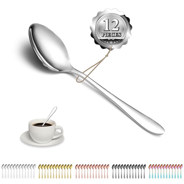 Kyraton Teaspoons 12 Pieces 14cm Stainless Steel Teaspoons, Dessert Spoon,Golden Teaspoon,Spoon Silverware