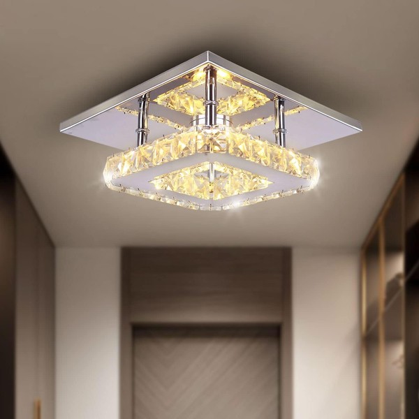diisunbihuo diisunbihuo Small Led Chandelier Semi Flush Mount Crystal Lighting