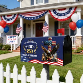 250th Anniversary USA Mailbox Covers Magnetic, 250 Years America Magnetic Mailbox Cover Standard Size, Patriotic Eagle Cross Mail Post Box Cover for Festival Outdoor Yard Garden Decor 21" X 18"