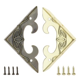 40PCS Wooden Box Corner Protector Vintage Corner Guard Metal Edge Cover Furniture Table Edge Decoration for Jewelry Box Storage Box Antique Bronze & Gold