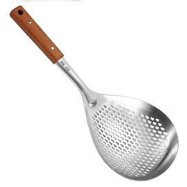 ANMIOU Stainless Steel Colander Strainer Pasta Food Noodle Grease Drain Fine Mesh Metal Kitchen Universal Clip on Spider Handle 5.8 Inch