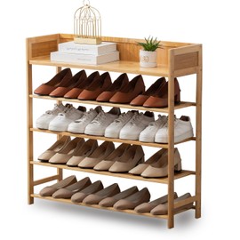 latifolia Bamboo Shoe Rack, 5-Tier Shoe Rack Organizer for Entryway Hallway Closet, Stackable(31.50''L)