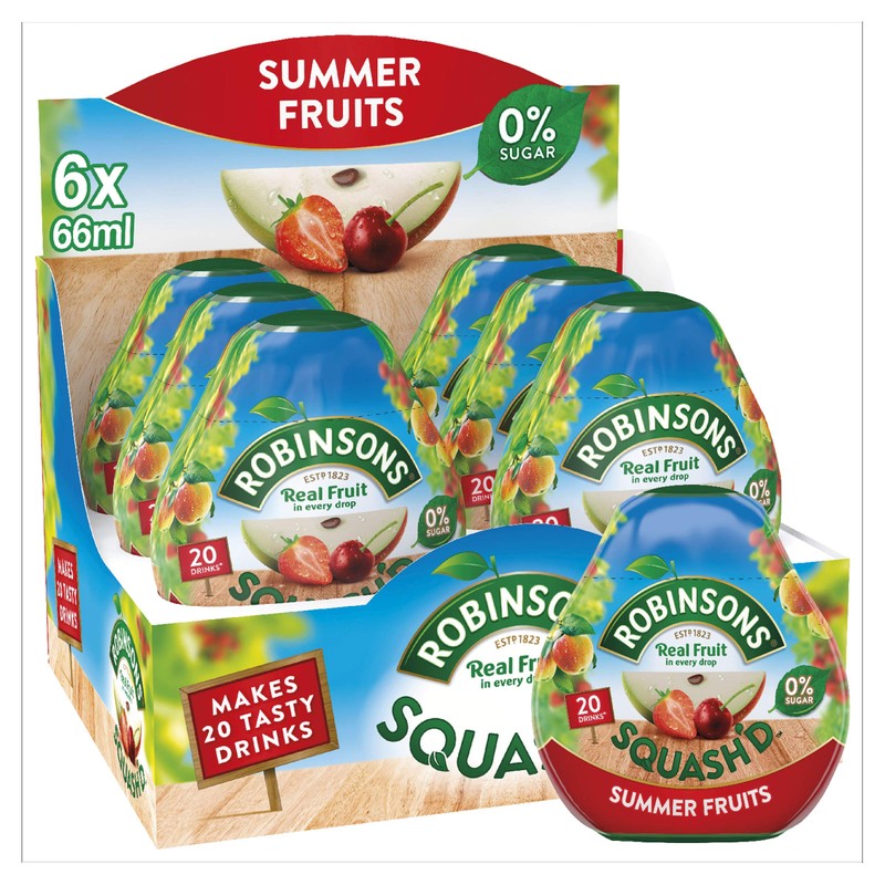 Robinsons SQUASH'D, 0 Percent Sugar, Real Fruit Squash, Low Calorie,