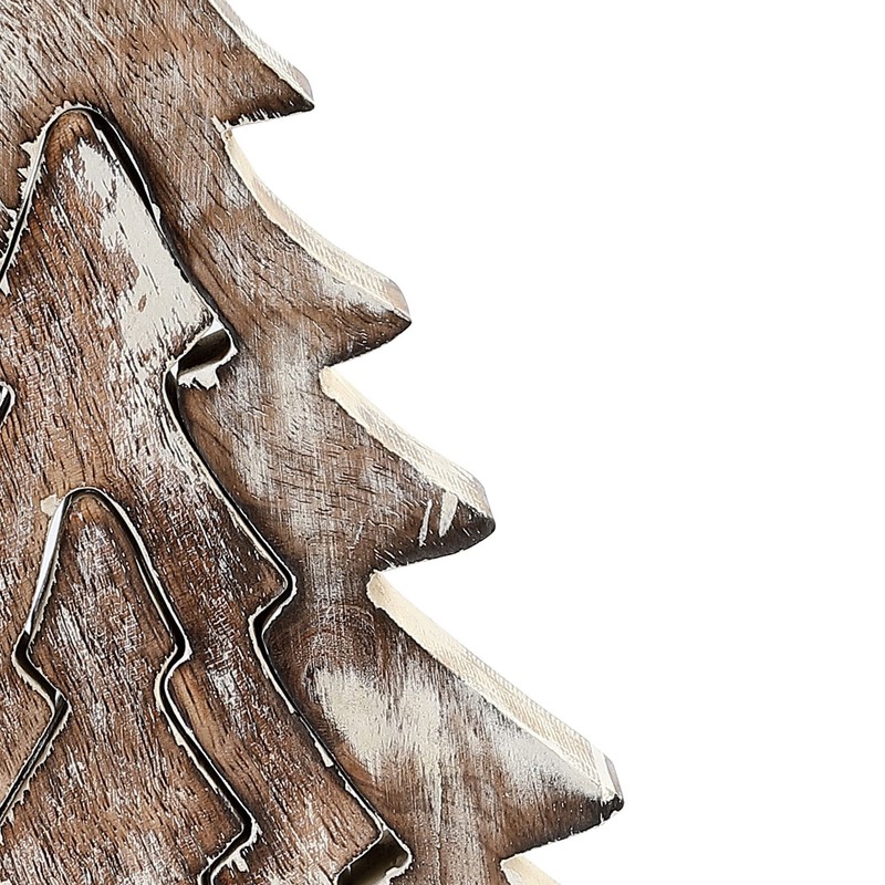 DEMDACO Nesting Trees Whitewashed 8 x 6 Mango Wood Christmas