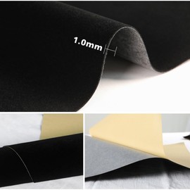 SiiRo 16 X 59 Inches Self Adhesive Velvet Fabric, Velvet Drawer Liner, Velvet Paper Sheets for Crafts, Felt Rolls with Adhesive Backing(Black)