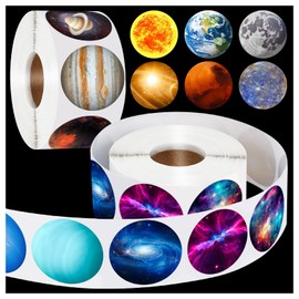 1200 PCS Space Stickers for Kids Inch Solar System Stickers Round Planet Sticker Bulk Educational Realistic Earth Sticker for Students Reward Supplies (16 Styles)