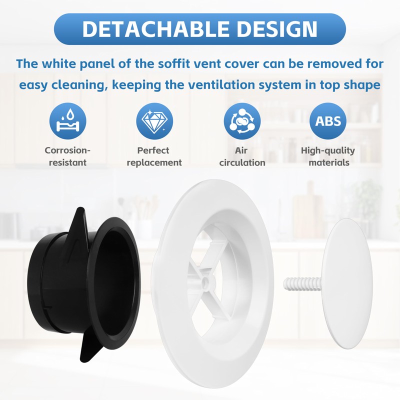 Round Air Vent Cover, 6 Inch Adjustable, ABS Ceiling Vent,