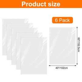 DAWRIS 6 Pack Extra Large Clear Plastic Storage Bags, 40x60 Inches Extra Large Clear Storage Bags, Big Giant Jumbo Huge Plastic Storage Bags for Moving Protection Luggage, Suitcase, Furniture Cover