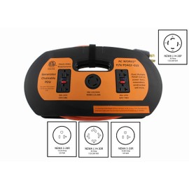 AC WORKS L14-30 30Amp 4-Prong Locking Generator Distribution Cord (10FT L14-30 to (4) 15/20A Household W/GFCI and L14-30R)
